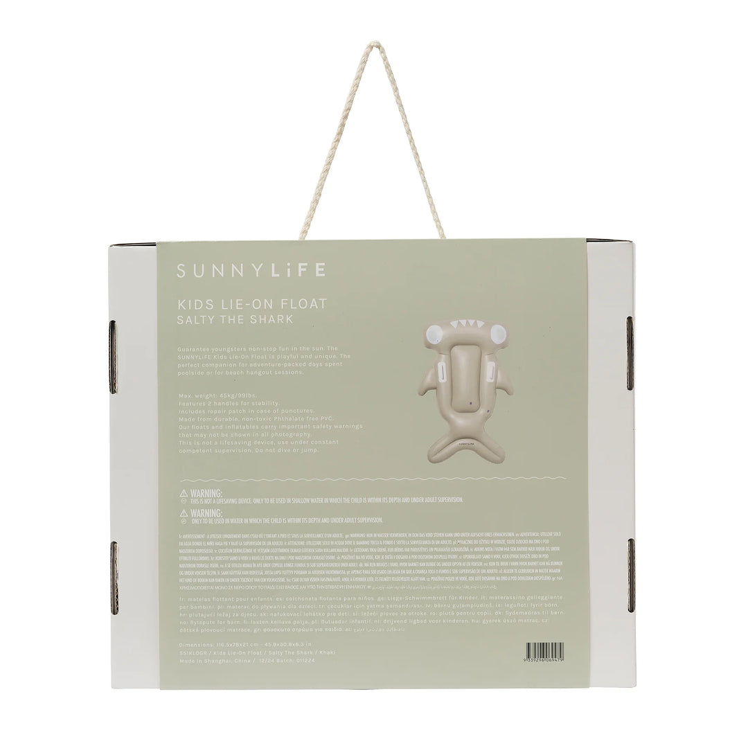 Sunnylife | Kids Lie-On Float - Salty the Shark Khaki | Shut the Front Door