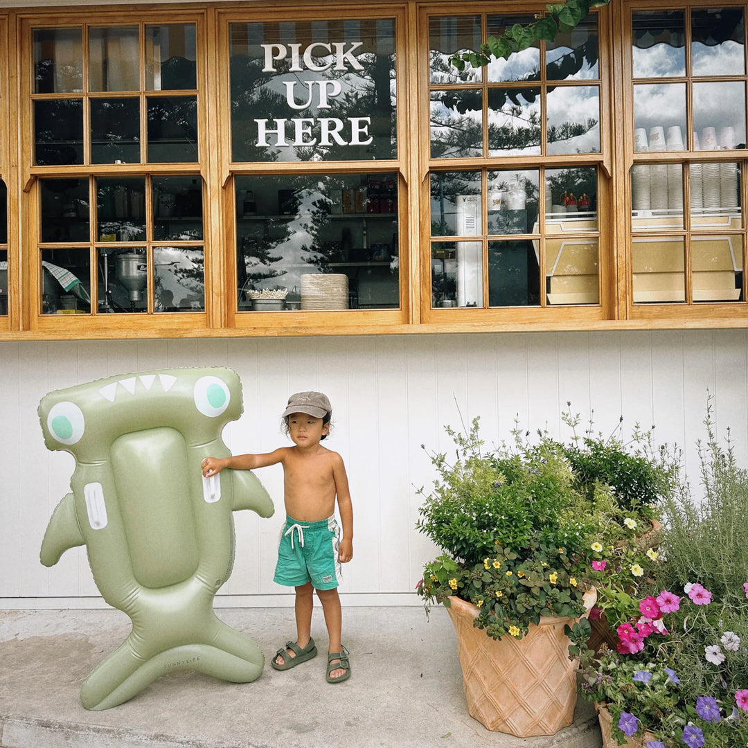 Sunnylife | Kids Lie-On Float - Salty the Shark Khaki | Shut the Front Door