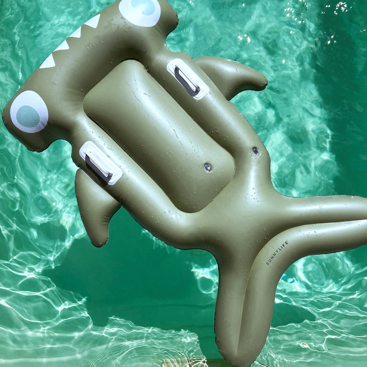Sunnylife | Kids Lie-On Float - Salty the Shark Khaki | Shut the Front Door