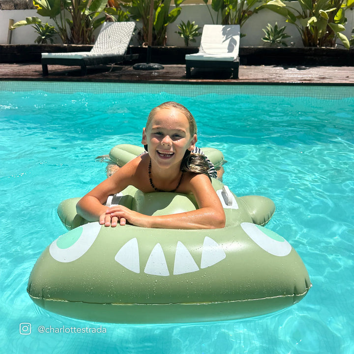 Sunnylife | Kids Lie-On Float - Salty the Shark Khaki | Shut the Front Door