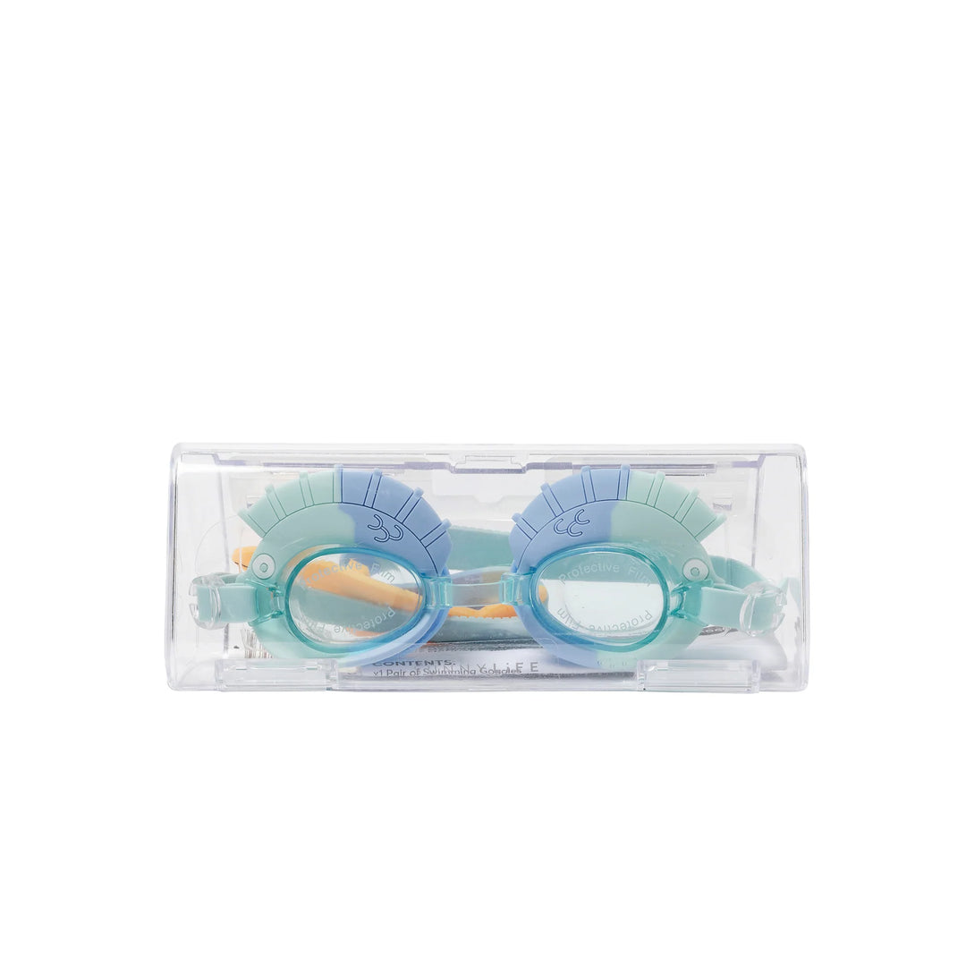 Kids Swim Goggles - Finn the Fish Aqua Blue
