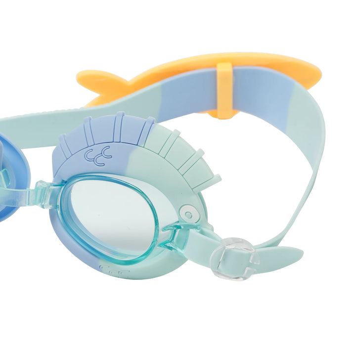 Kids Swim Goggles - Finn the Fish Aqua Blue