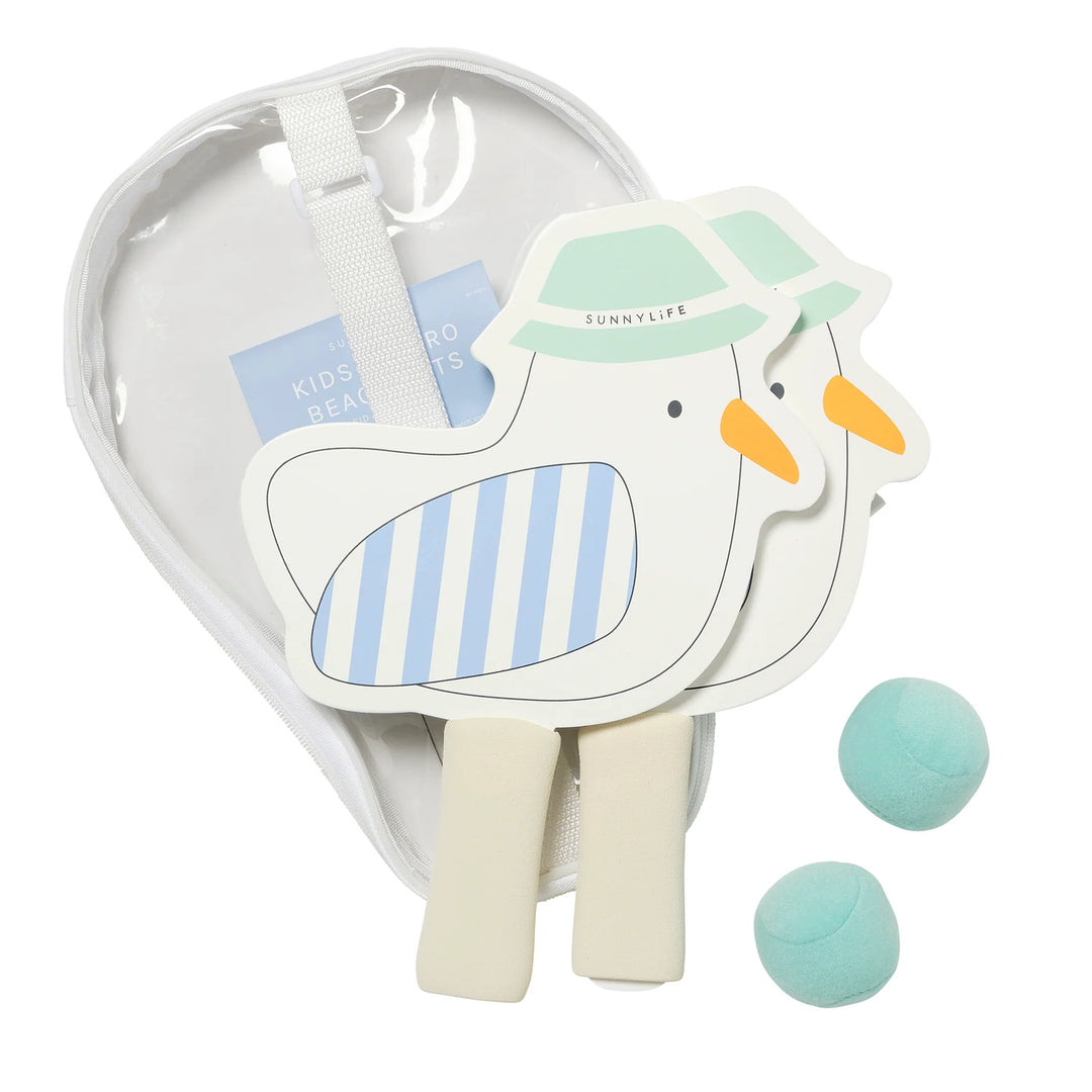 Sunnylife | Kids Velcro Beach Bats - Sammy The Seagull Blue Stripe | Shut the Front Door