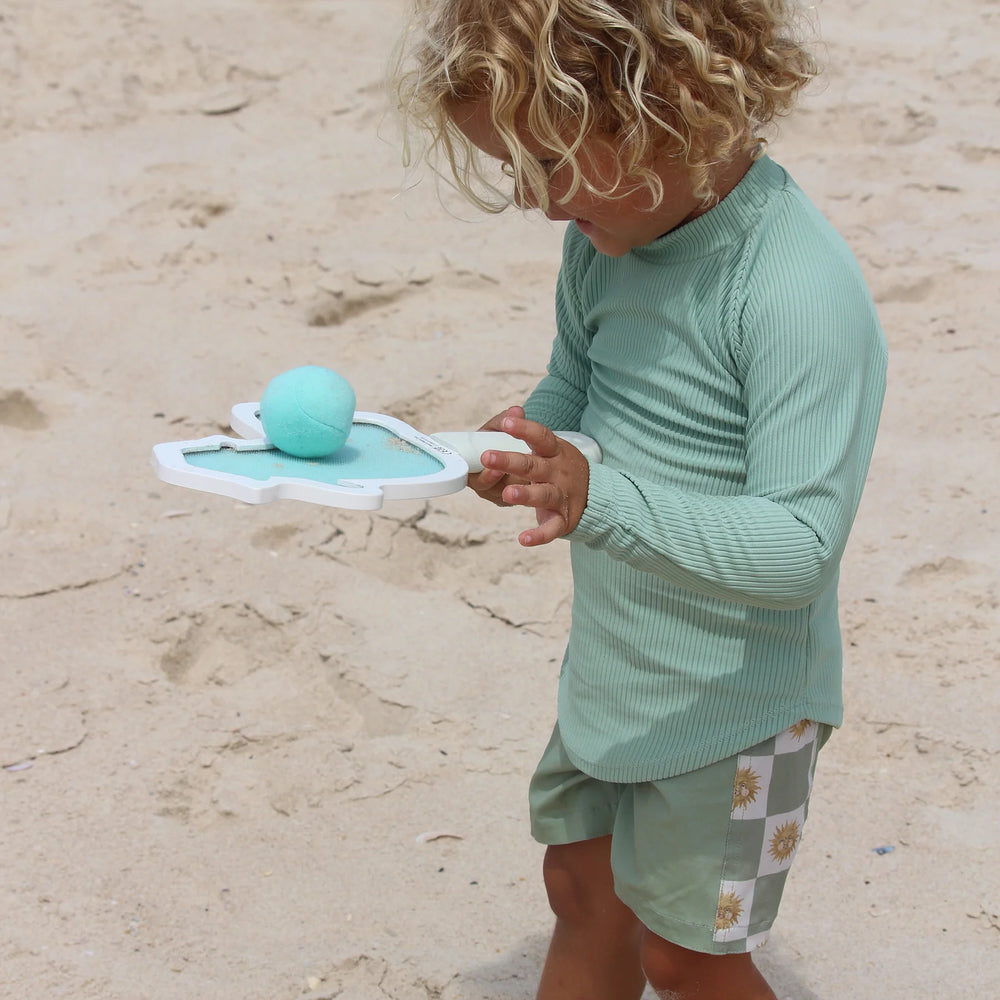 Sunnylife | Kids Velcro Beach Bats - Sammy The Seagull Blue Stripe | Shut the Front Door