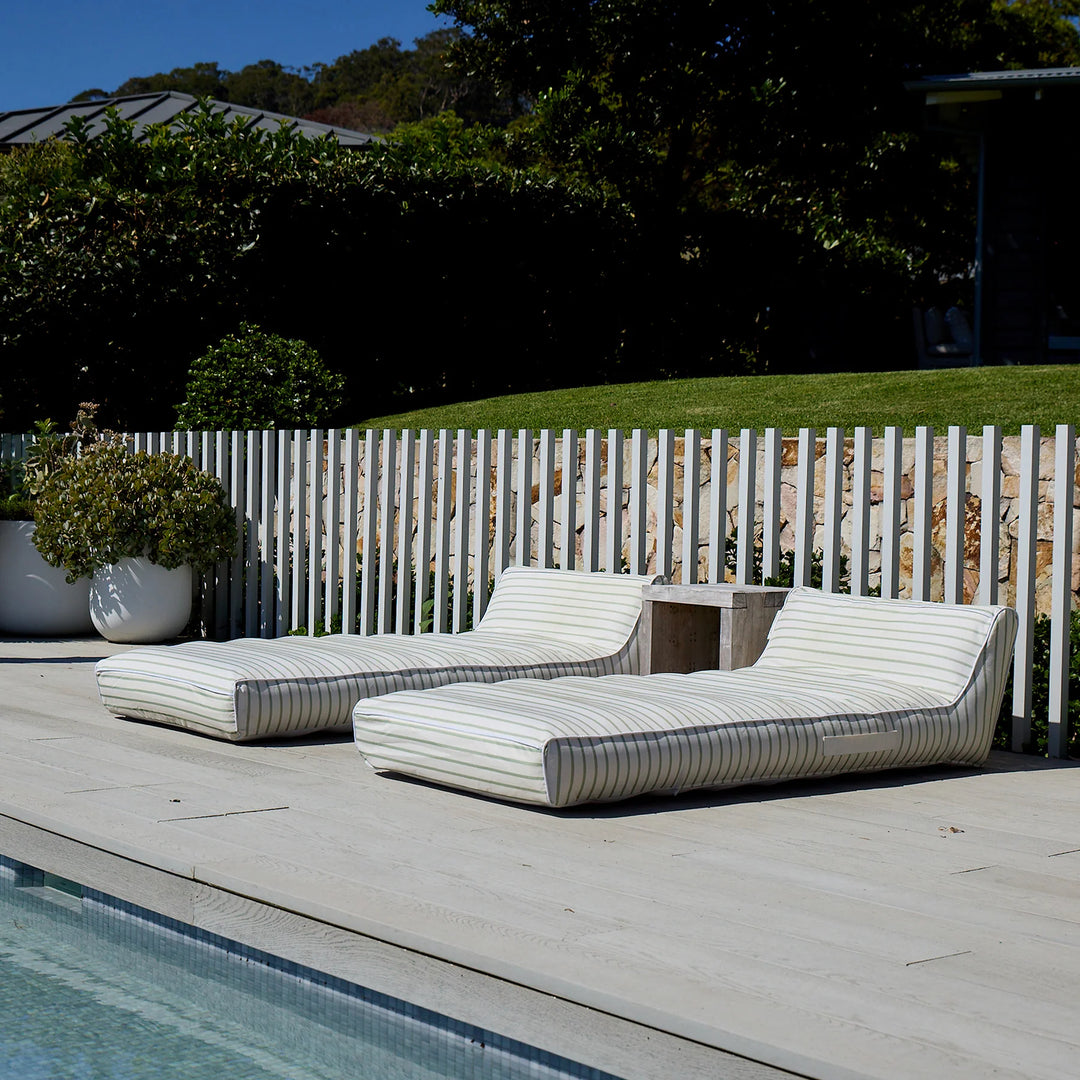 Sunnylife | Luxe Lie-On Lounger- La Palma Sage Stripe | Shut the Front Door