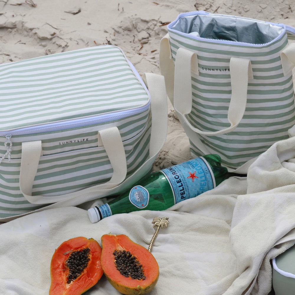 Sunnylife | Light Cooler Bag - Sea Sage Stripe | Shut the Front Door