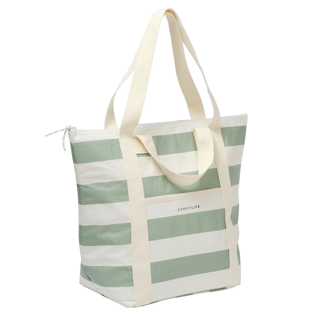 Sunnylife | Light Cooler Tote - La Palma Sage Stripe | Shut the Front Door