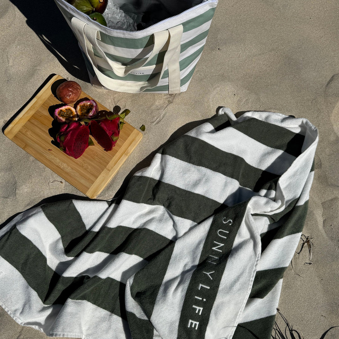 Sunnylife | Light Cooler Tote - La Palma Sage Stripe | Shut the Front Door
