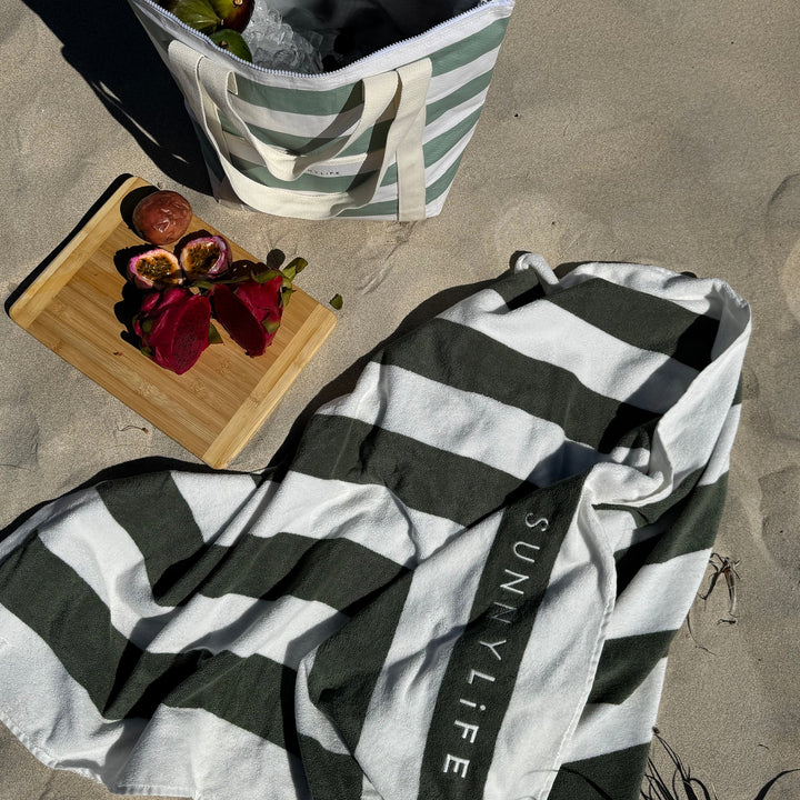 Sunnylife | Light Cooler Tote - La Palma Sage Stripe | Shut the Front Door