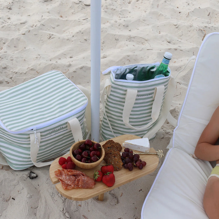 Sunnylife | Light Cooler Drinks Bag - Sea Sage Stripe | Shut the Front Door
