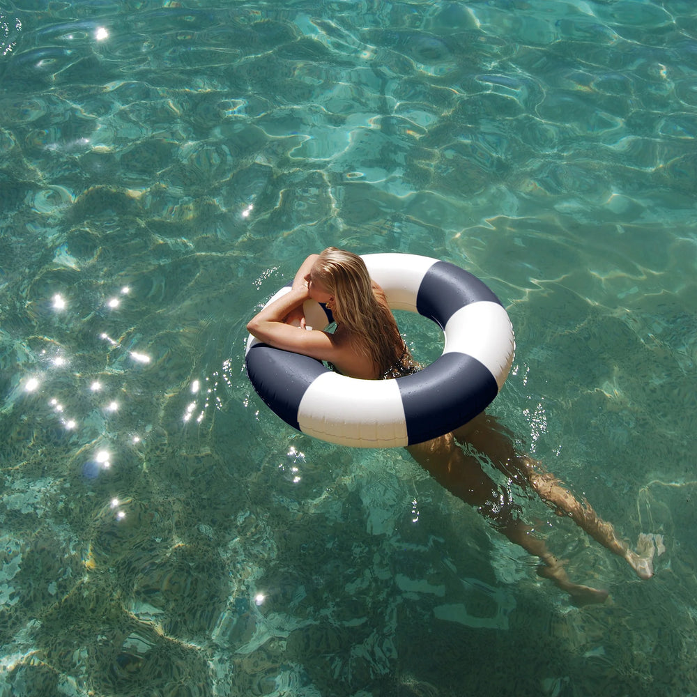 Sunnylife | Slim Tube Pool Ring - Navy Stripe | Shut the Front Door