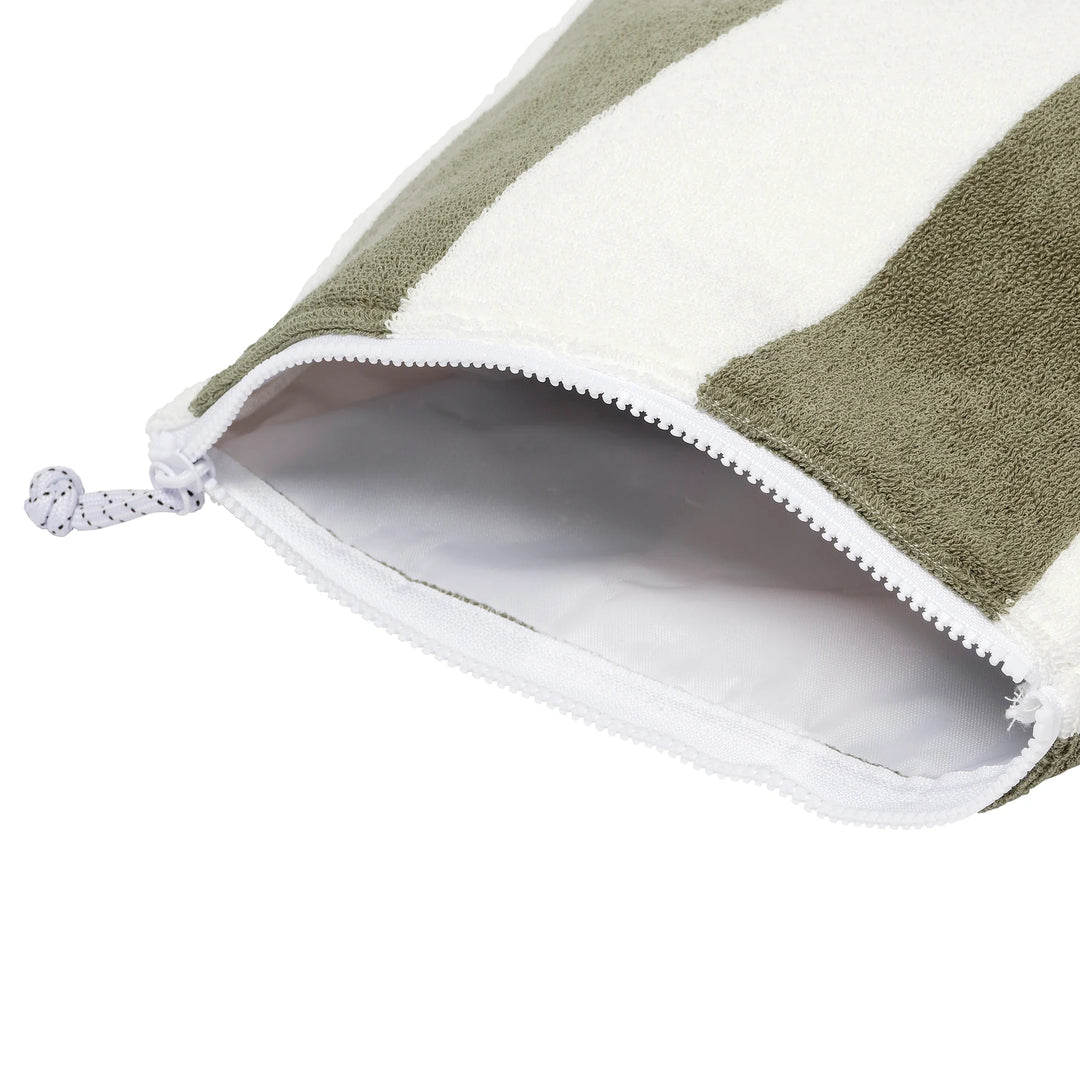 Sunnylife | Terry Beach Pouch - The Vacay Olive Stripe | Shut the Front Door
