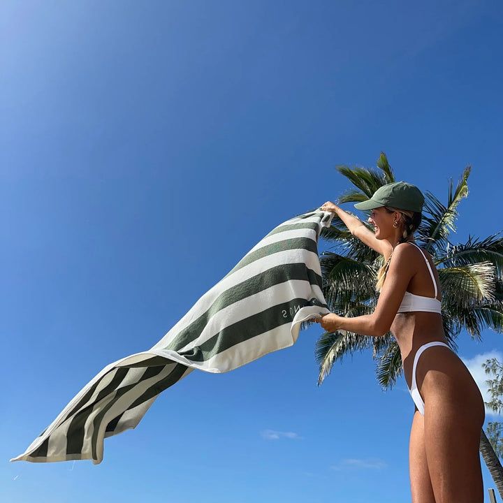 Sunnylife | Beach Towel - The Vacay Olive Stripe | Shut the Front Door