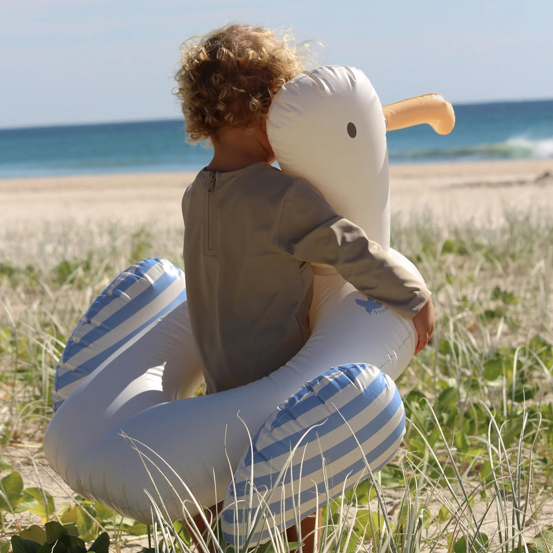 Sunnylife | Kids Tube Pool Ring - Sammy the Seagull Blue Stripe | Shut the Front Door
