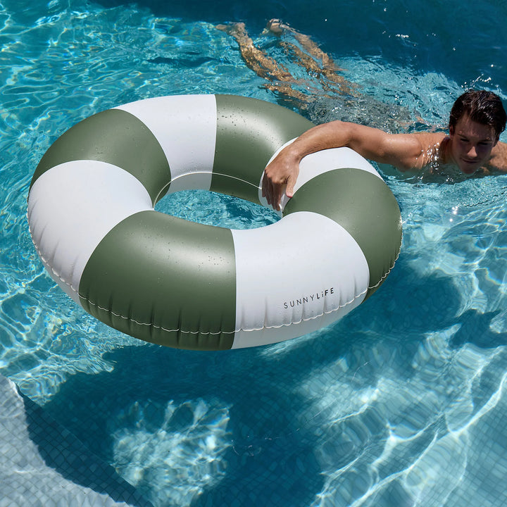 Sunnylife | Tube Pool Ring - Olive Stripe | Shut the Front Door