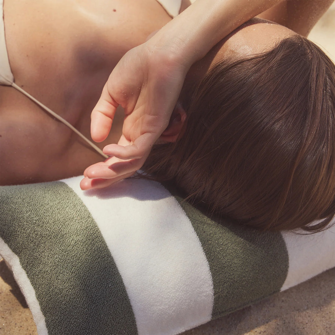 Sunnylife | Beach Pillow The Vacay Olive Stripe | Shut the Front Door
