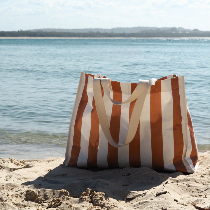 Sunnylife | Carryall Beach Bag Tierra Clay Bold Stripe | Shut the Front Door