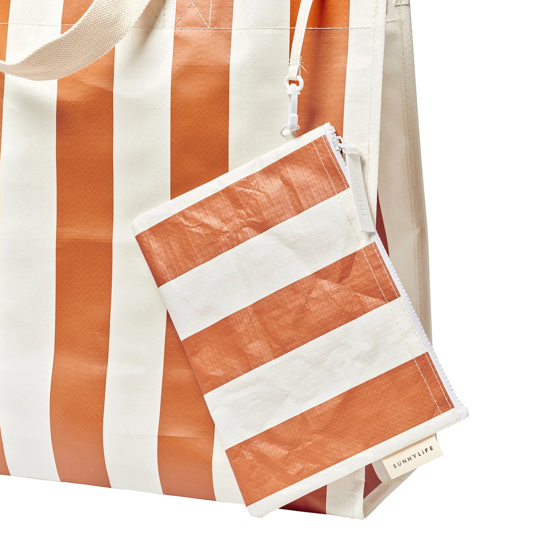 Sunnylife | Carryall Beach Bag Tierra Clay Bold Stripe | Shut the Front Door
