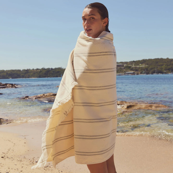 Sunnylife | Fouta Beach Towel The Vacay Olive Stripe | Shut the Front Door