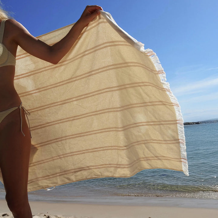 Sunnylife | Fouta Beach Towel Tierra Clay Stripe | Shut the Front Door