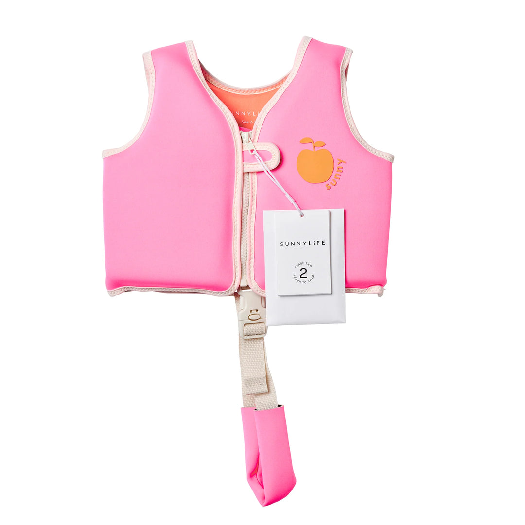 Sunnylife | Kids Swim Vest 2-3 Poppy the Peach Neon Pink | Shut the Front Door