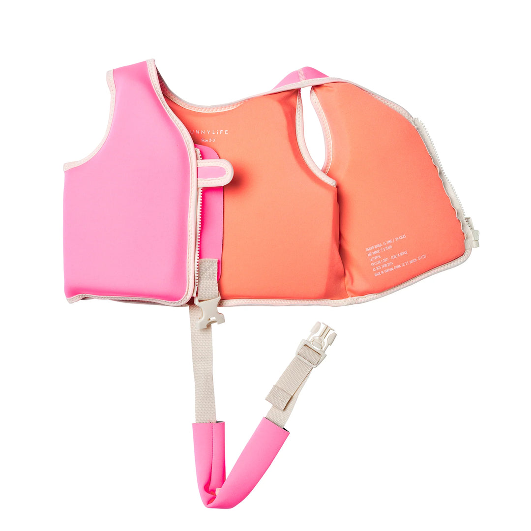 Sunnylife | Kids Swim Vest 2-3 Poppy the Peach Neon Pink | Shut the Front Door