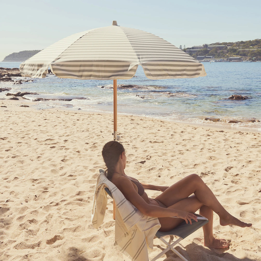 Sunnylife | Luxe Beach Umbrella Seagrass Stripe | Shut the Front Door