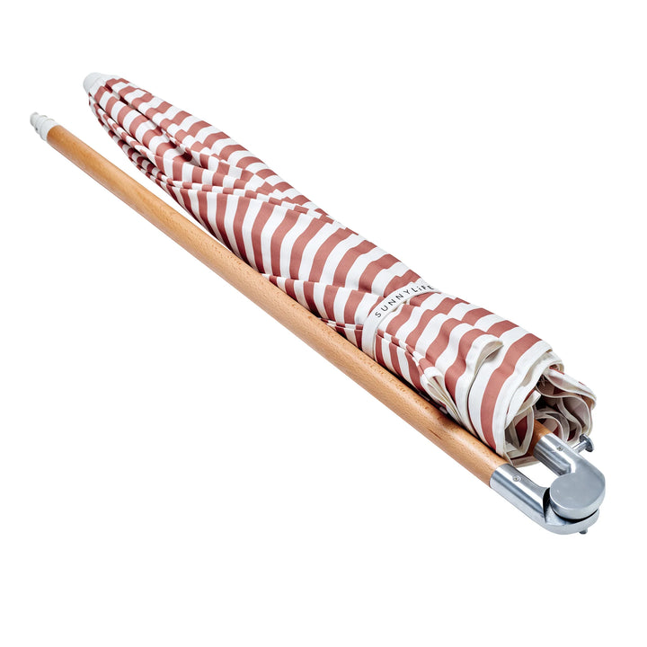 Sunnylife | Luxe Beach Umbrella Tierra Clay Stripe | Shut the Front Door