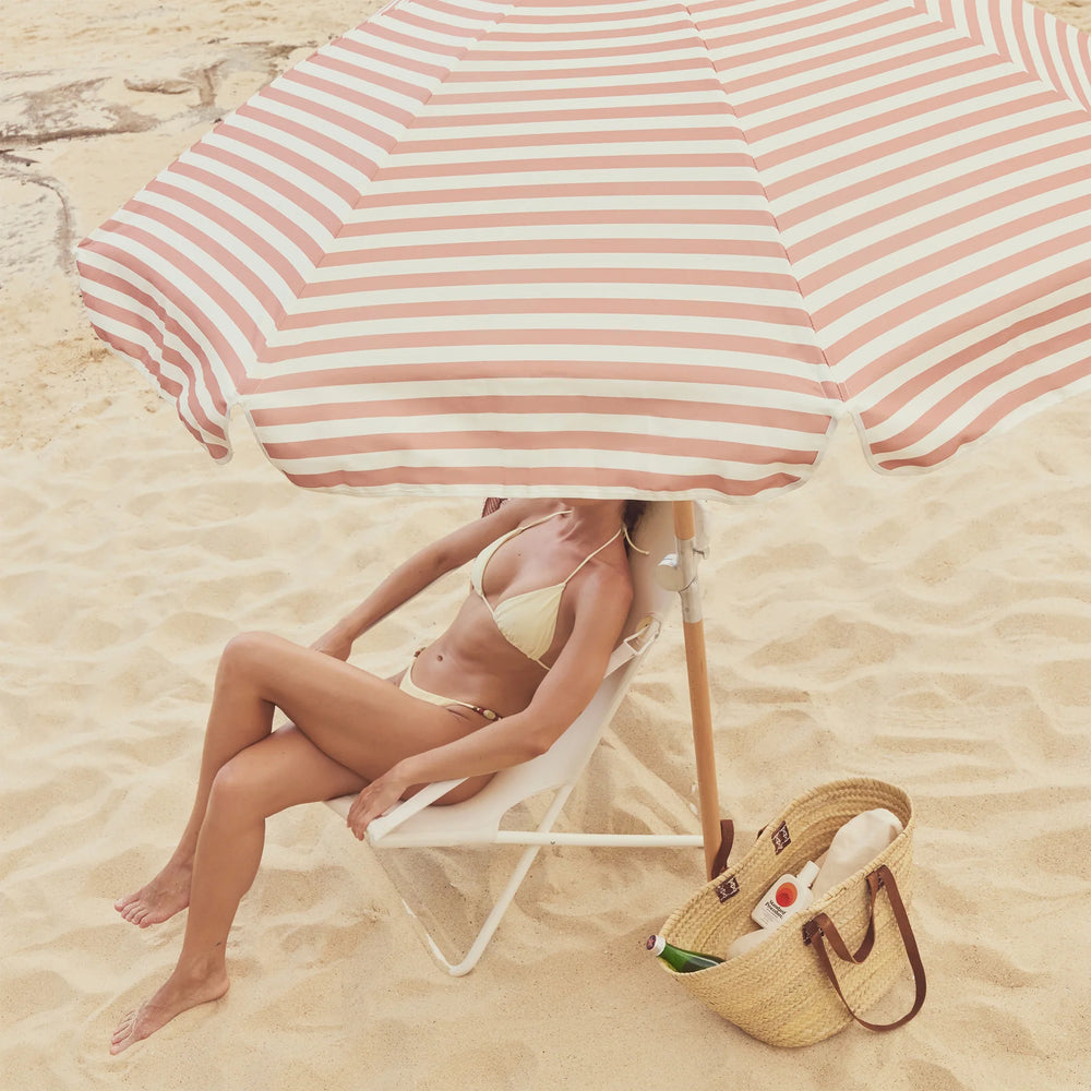Sunnylife | Luxe Beach Umbrella Tierra Clay Stripe | Shut the Front Door