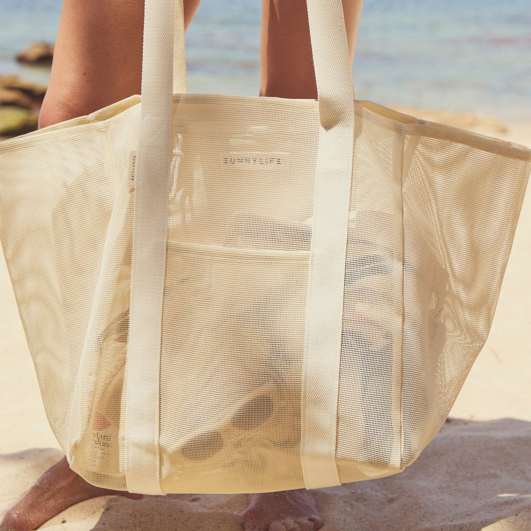 Sunnylife | Mesh Beach Bag Oyster Cream | Shut the Front Door