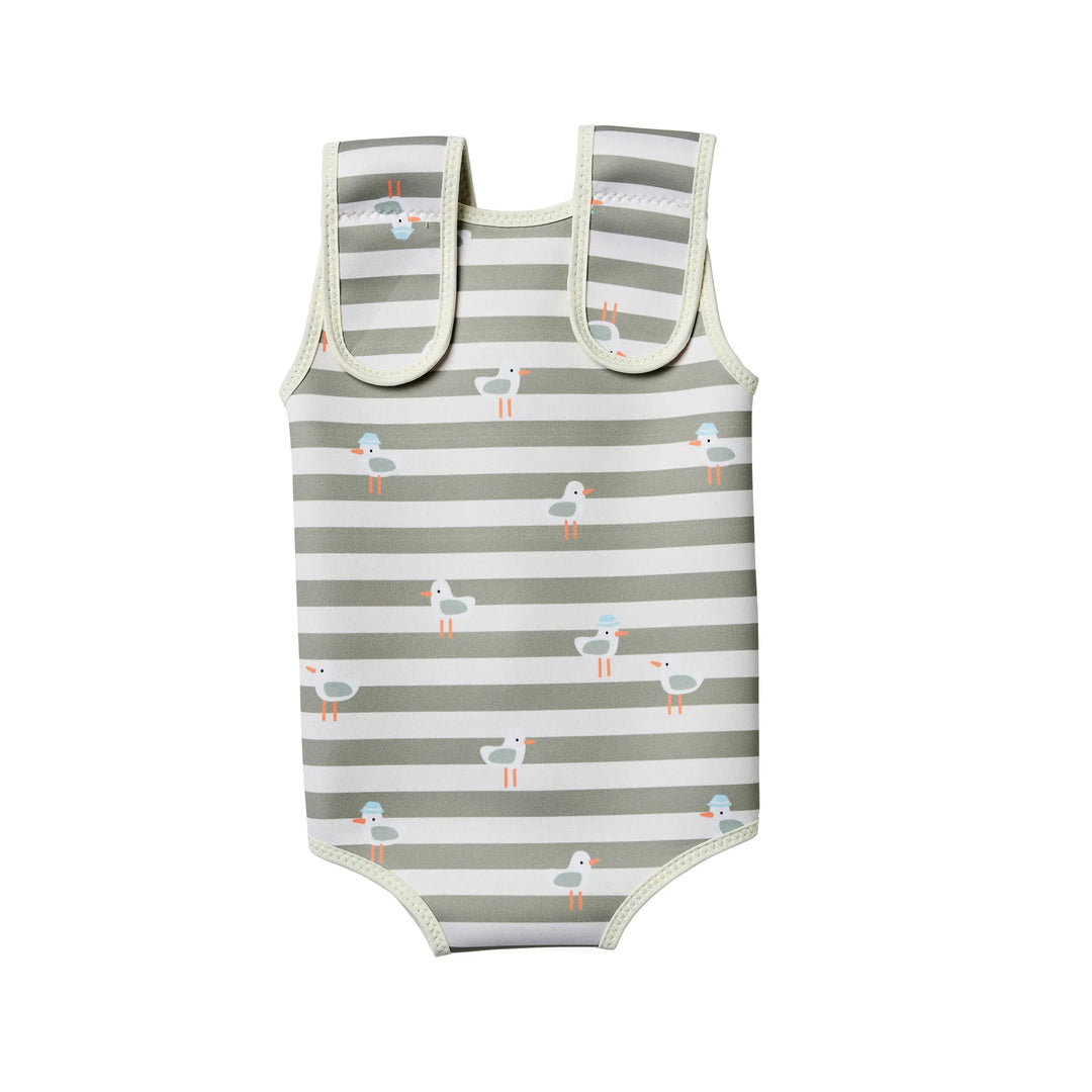 Sunnylife | Natural Rubber Baby Wetsuit Sammy the Seagull Green Stripe | Shut the Front Door