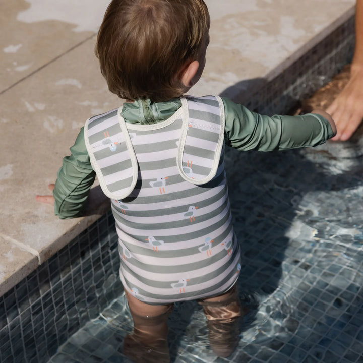 Sunnylife | Natural Rubber Baby Wetsuit Sammy the Seagull Green Stripe | Shut the Front Door