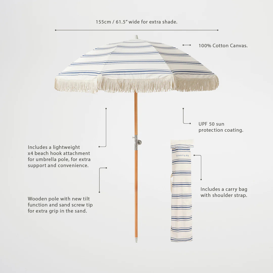 Sunnylife | The Resort Luxe Beach Umbrella - Coastal Blue | Shut the Front Door