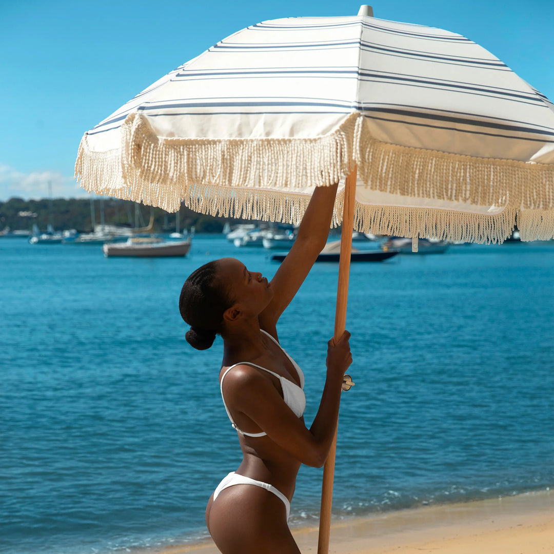 Sunnylife | The Resort Luxe Beach Umbrella - Coastal Blue | Shut the Front Door