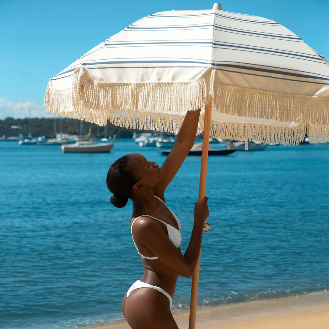 Sunnylife | The Resort Luxe Beach Umbrella - Coastal Blue | Shut the Front Door