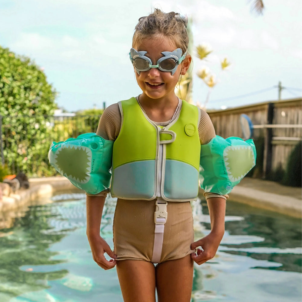 Sunnylife | Salty the Shark Mini Swim Goggles - Aqua | Shut the Front Door