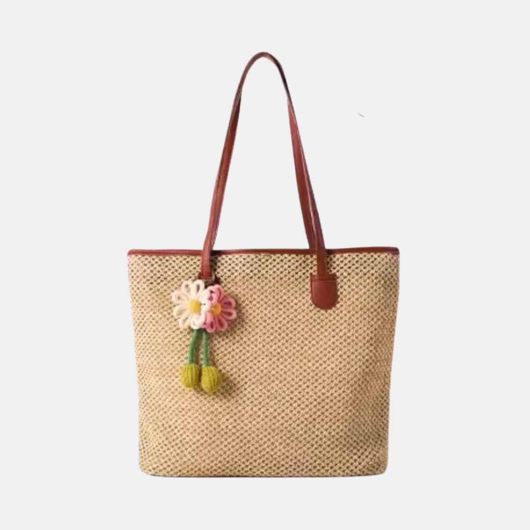 Antigone | Poppy Woven Tote Bag - Apricot | Shut the Front Door
