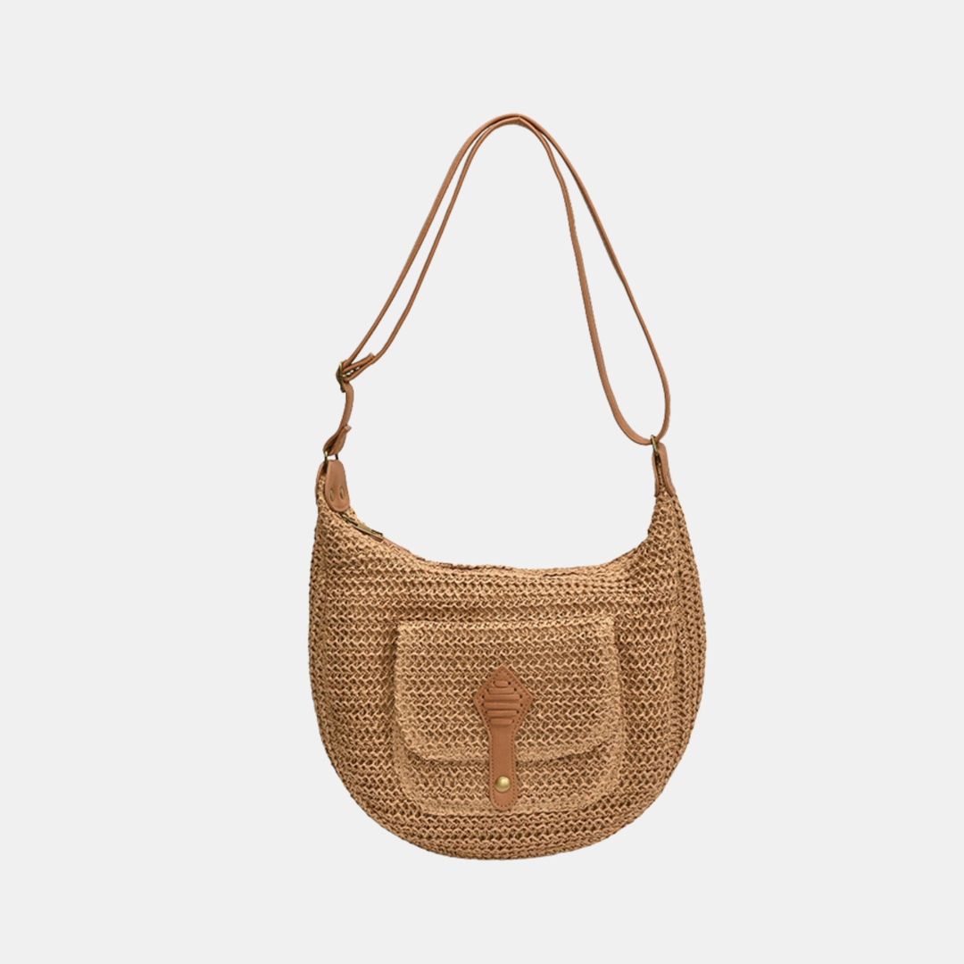Antigone | Zoe Woven Shoulder Bag - Khaki | Shut the Front Door