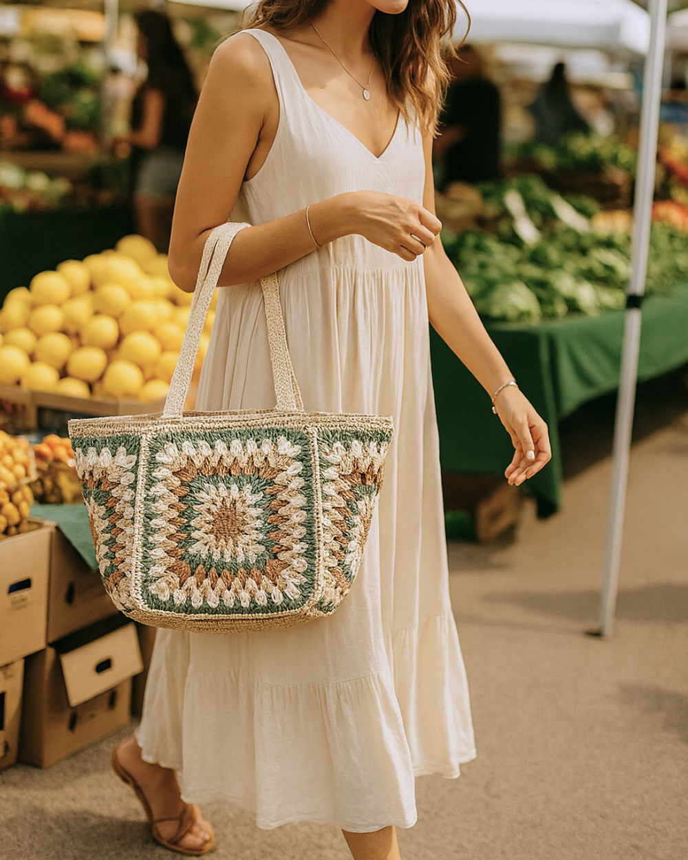 Antigone | Lily Crochet Tote Bag - Green | Shut the Front Door