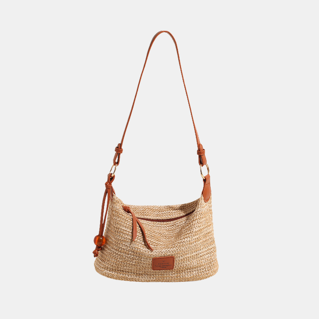 Antigone | Stella Woven Crossbody Bag - Apricot | Shut the Front Door