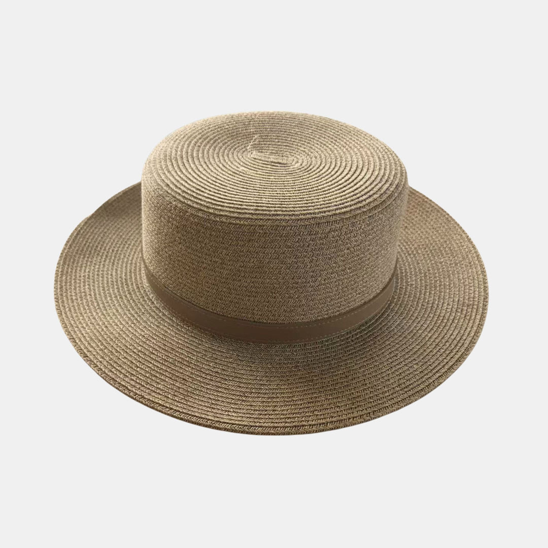 Antigone | Carter Straw Flat Hat -Khaki | Shut the Front Door