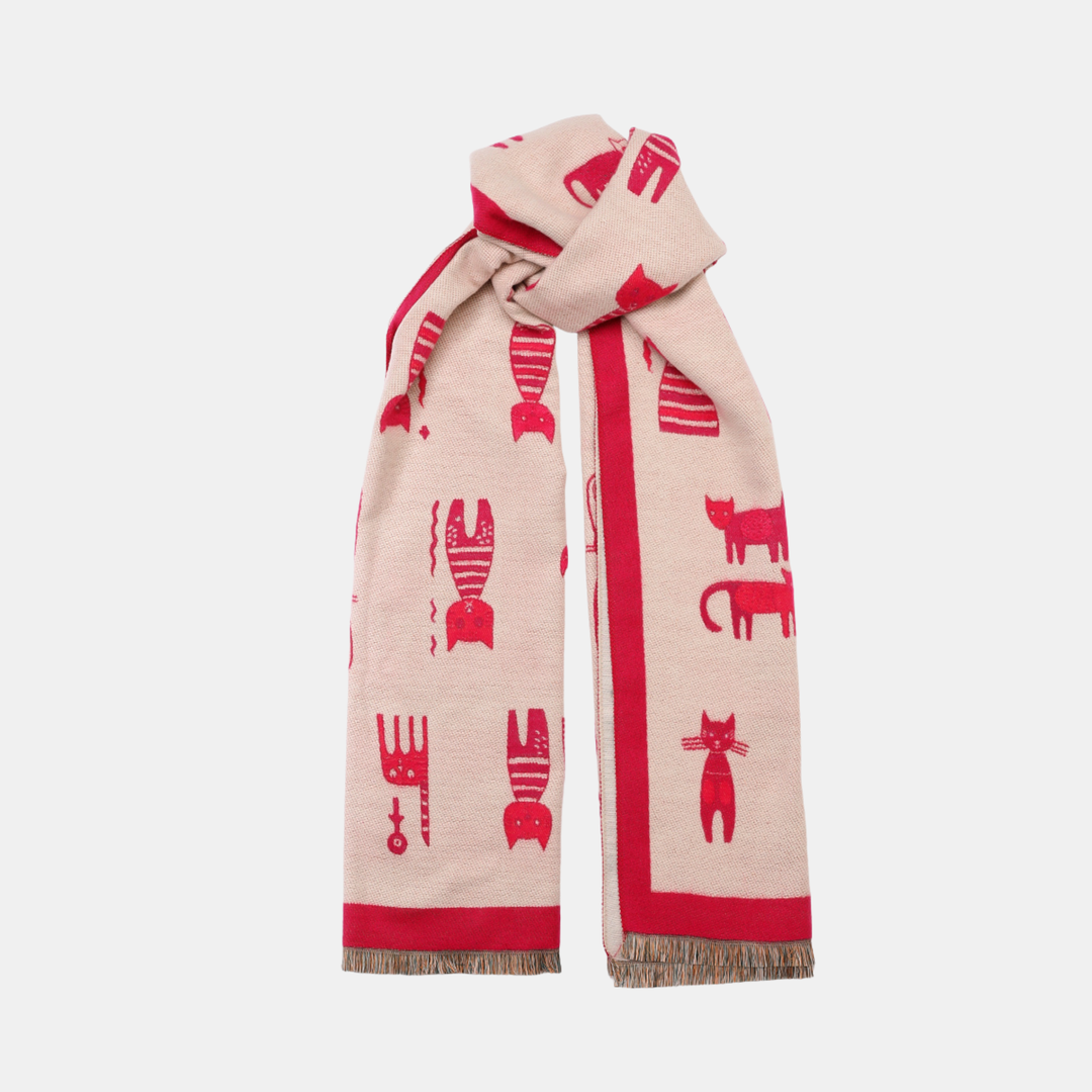 Antigone | Cats Double Sided Scarf - Pink | Shut the Front Door