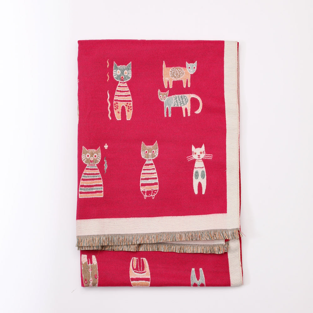 Antigone | Cats Double Sided Scarf - Pink | Shut the Front Door