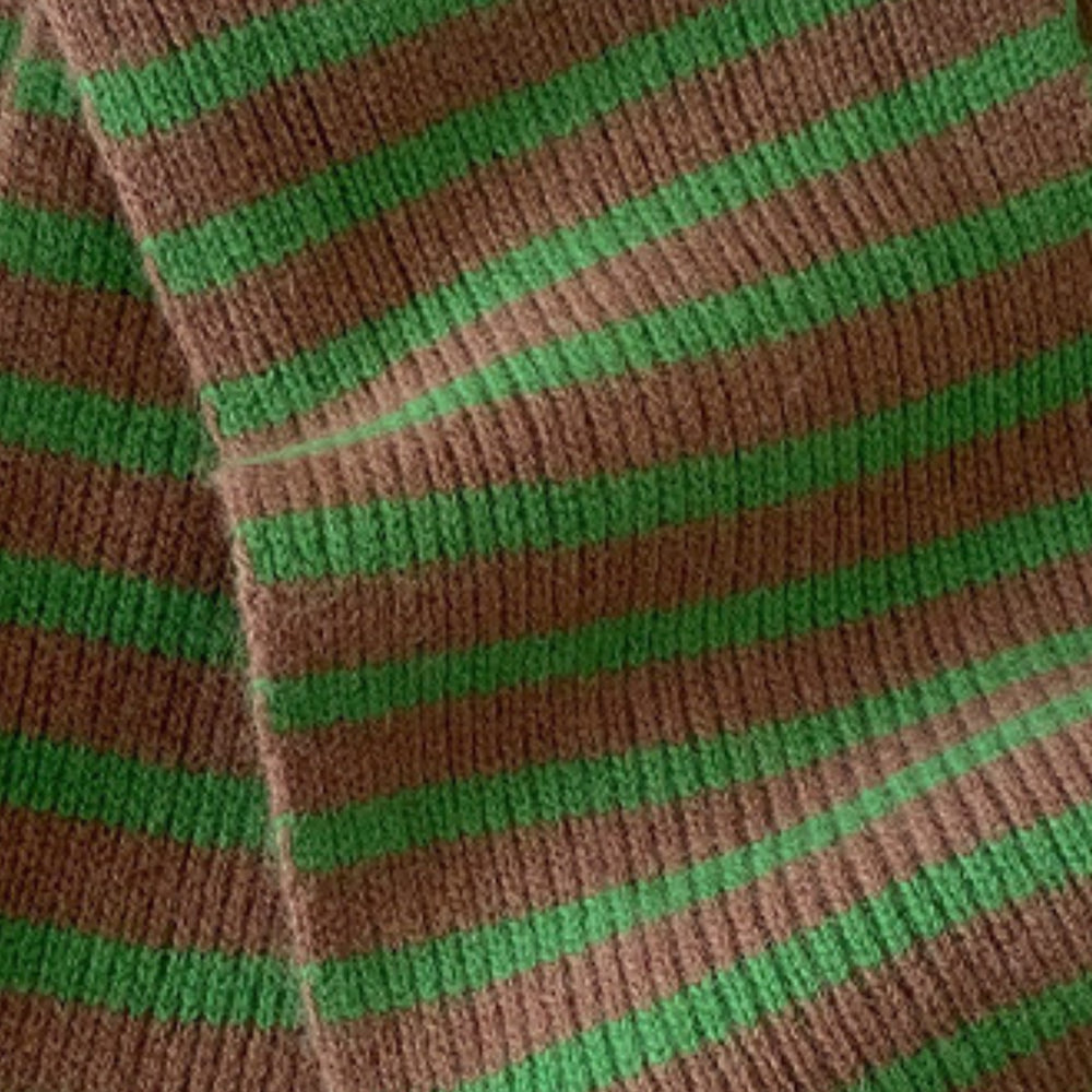 Antigone | Airelle Knitted Scarf - Coffee Green Stripe | Shut the Front Door