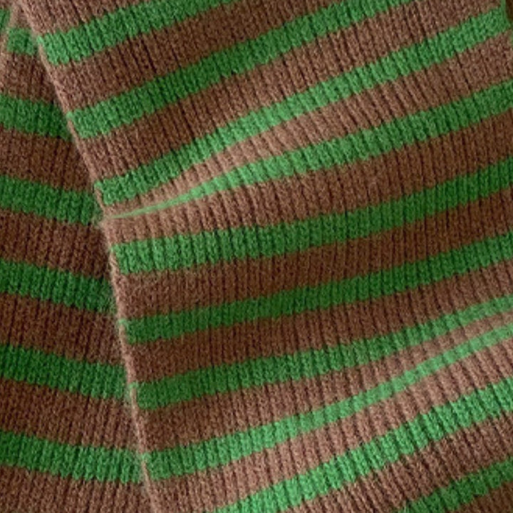 Antigone | Airelle Knitted Scarf - Coffee Green Stripe | Shut the Front Door