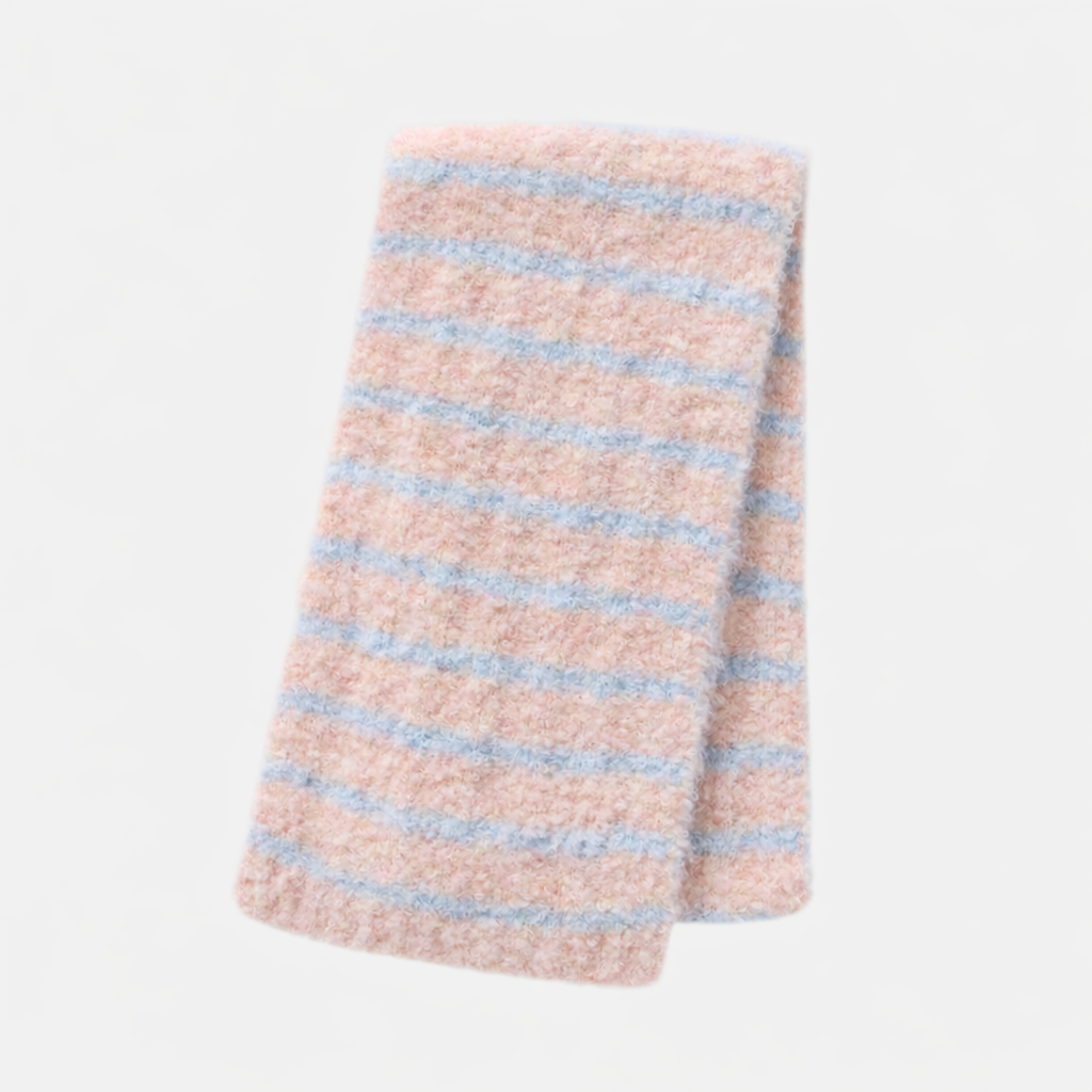 Antigone | Elyra Knitted Scarf - Blush Blue Stripe | Shut the Front Door