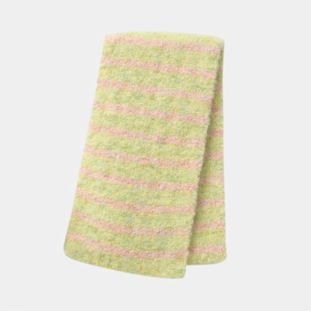 Antigone | Elyra Knitted Scarf - Pistachio Pink Stripe | Shut the Front Door