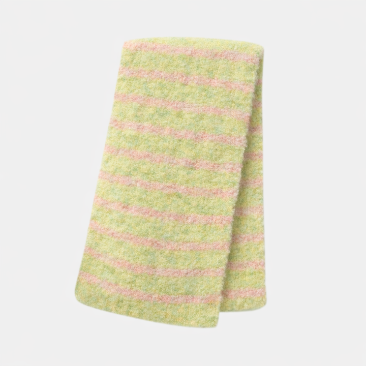 Antigone | Elyra Knitted Scarf - Pistachio Pink Stripe | Shut the Front Door