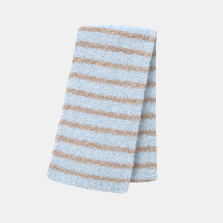 Antigone | Elyra Knitted Scarf - Blue Taupe Stripe | Shut the Front Door