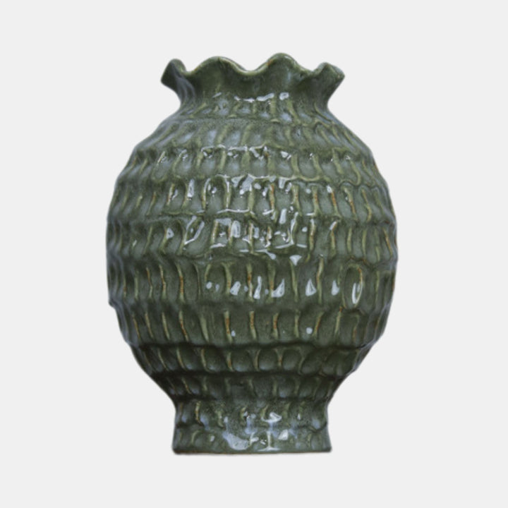 Garcia | Arden Textured Ceramic Vase - Green | Shut the Front Door